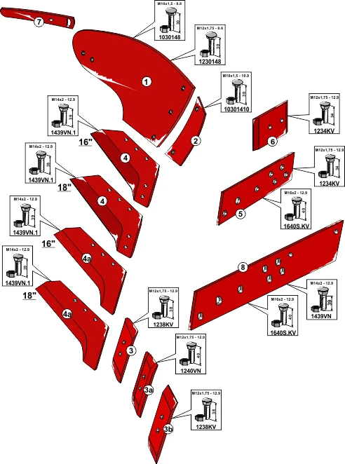 Explosionszeichnung Vogel und Noot Pflugkörper Typ UN430
